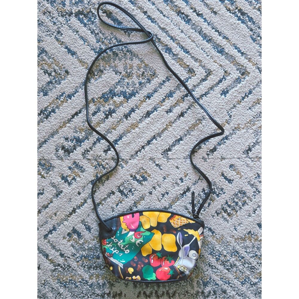 VTG Nicole Miller 90's Mini Shoulder Purse Food Print Pop-Art Bag Potato Chips - Picture 9 of 13